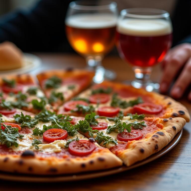 피자와 함께 페어링된 수제 맥주